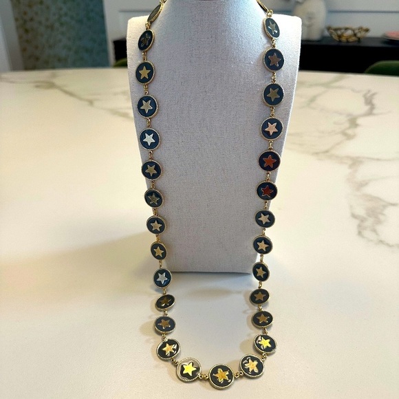 TOVA Gold Star Long Necklace Set in Blue-Grey Enamel in Gold-Tone Metal - Picture 7 of 16